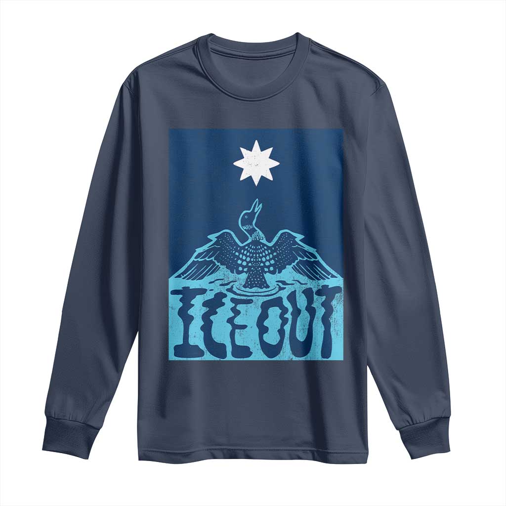 Ice Out Minnesota Loon Long Sleeve Shirt MN State Protest TS11 Navy Print Your Wear