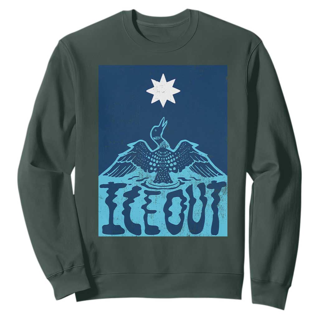 Ice Out Minnesota Loon Sweatshirt MN State Protest TS11 Dark Forest Green Print Your Wear