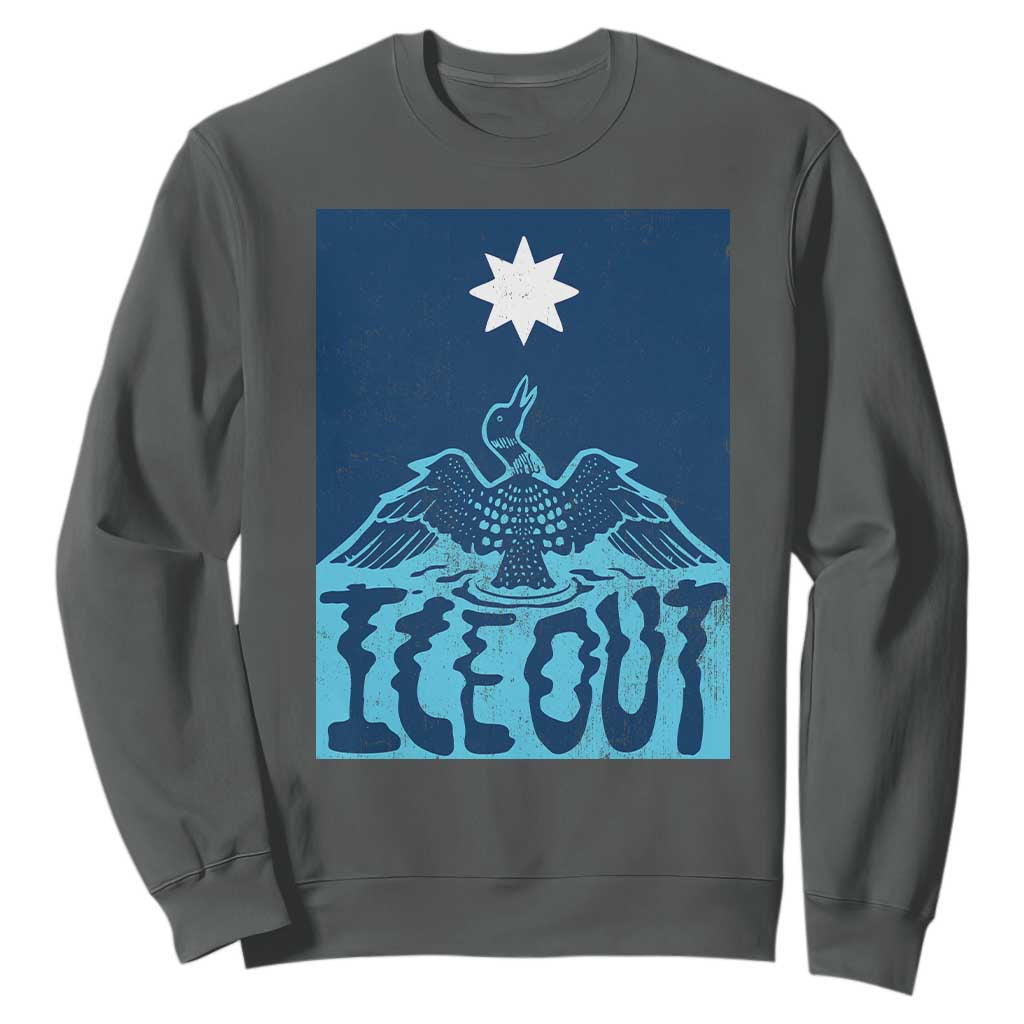 Ice Out Minnesota Loon Sweatshirt MN State Protest TS11 Dark Heather Print Your Wear