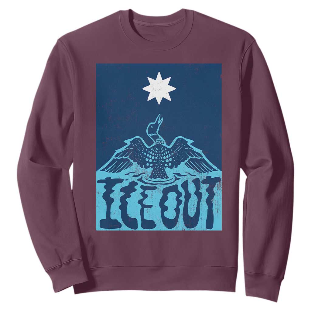 Ice Out Minnesota Loon Sweatshirt MN State Protest TS11 Maroon Print Your Wear