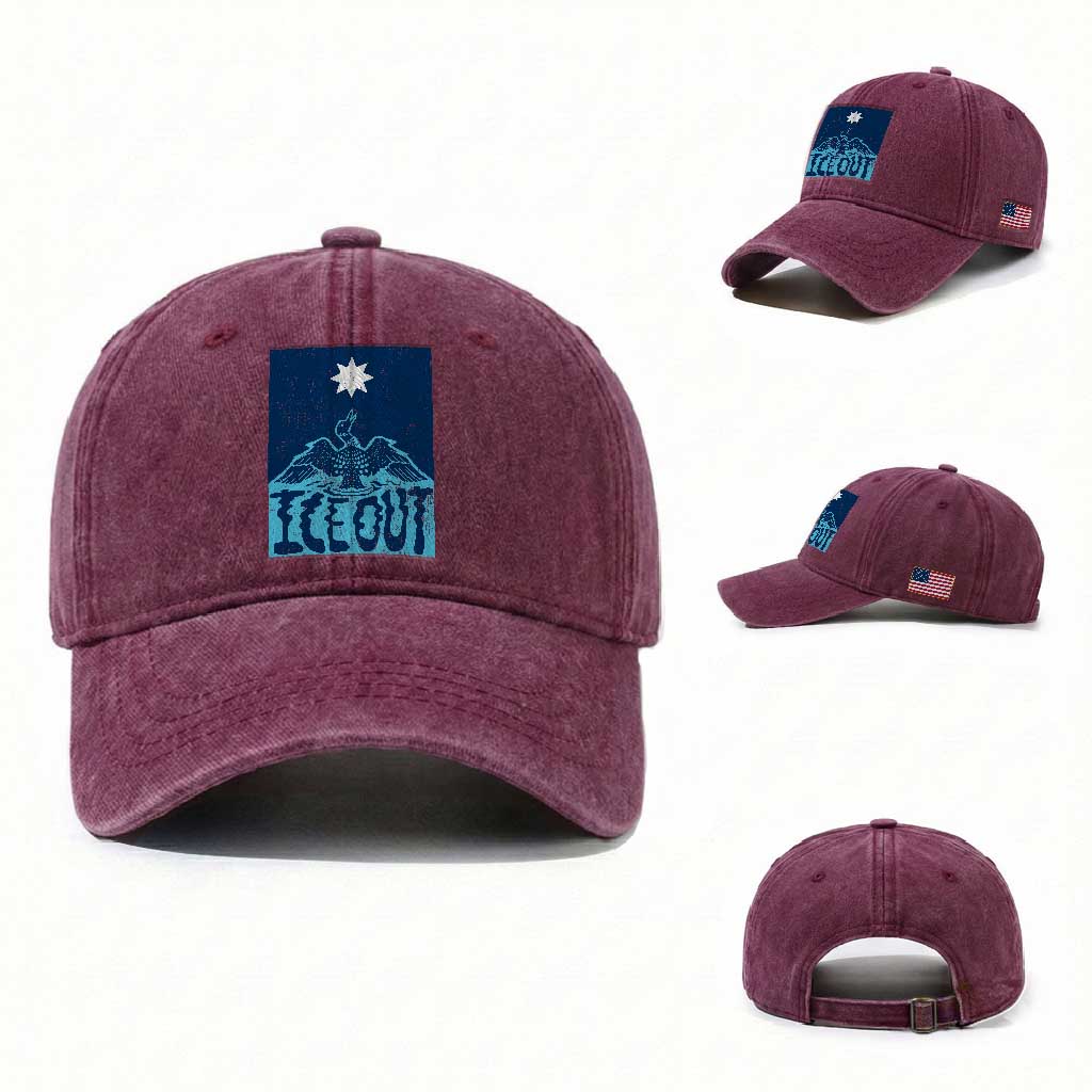 Ice Out Minnesota Loon Washed Cotton Baseball Cap MN State Protest TS11 Washed Cap Universal Fit Burgundy Print Your Wear