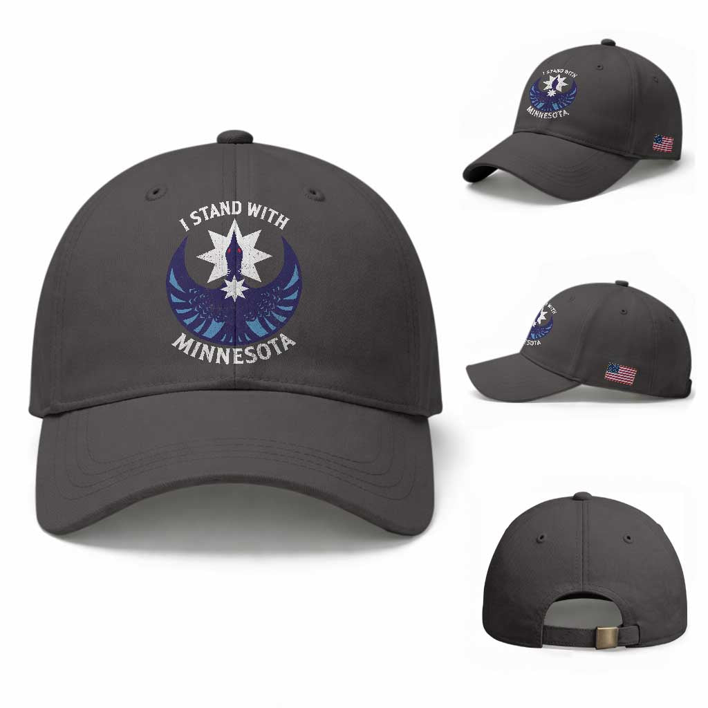 I Stand With Minnesota Baseball Cap Rebel Common Loon Minnesota Protest TS11 Baseball Cap Universal Fit Dark Gray Print Your Wear