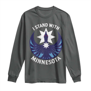 I Stand With Minnesota Long Sleeve Shirt Rebel Common Loon Minnesota Protest TS11 Dark Heather Print Your Wear