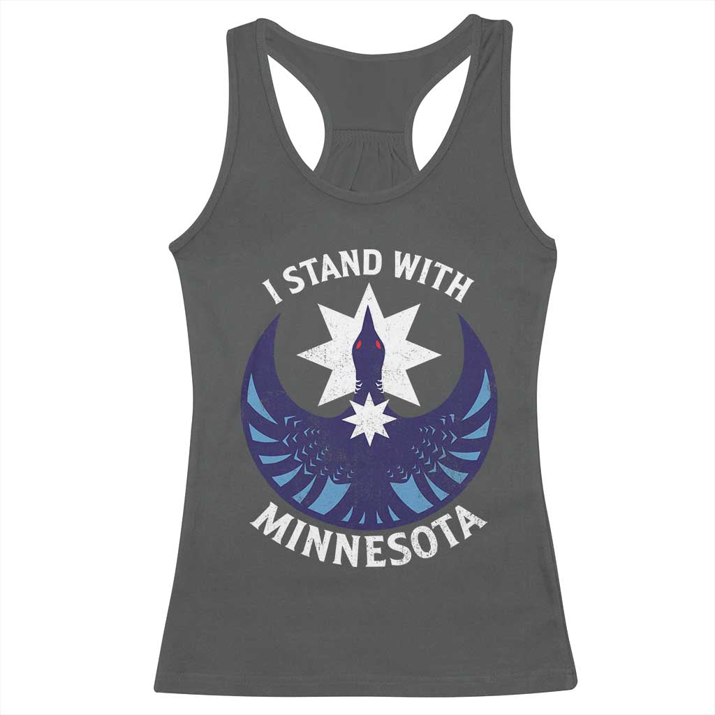 I Stand With Minnesota Racerback Tank Top Rebel Common Loon Minnesota Protest TS11 Dark Heather Print Your Wear