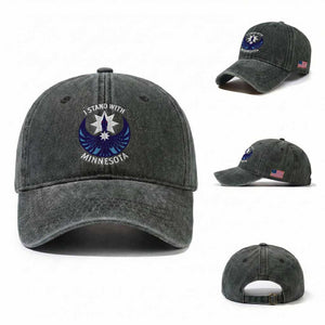 I Stand With Minnesota Washed Cotton Baseball Cap Rebel Common Loon Minnesota Protest TS11 Washed Cap Universal Fit Dark Green Print Your Wear