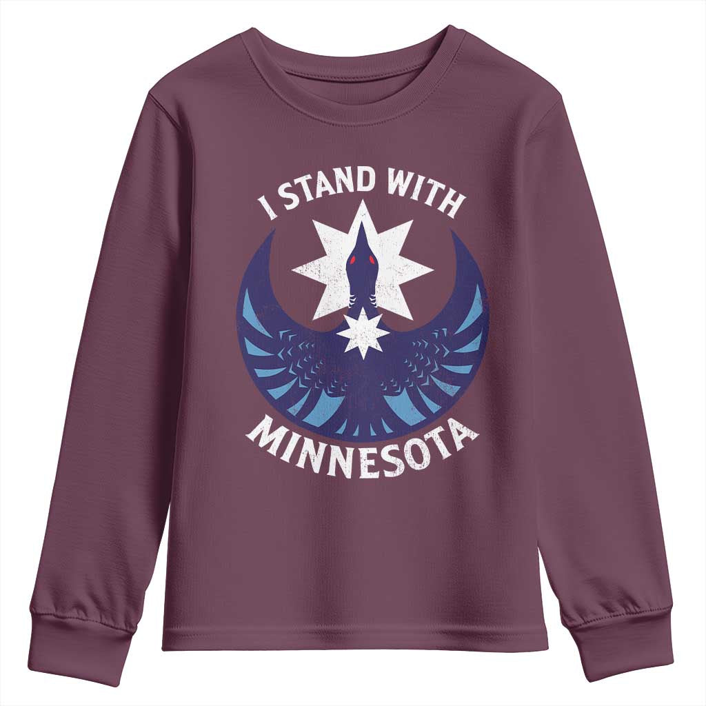 I Stand With Minnesota Youth Sweatshirt Rebel Common Loon Minnesota Protest TS11 Maroon Print Your Wear