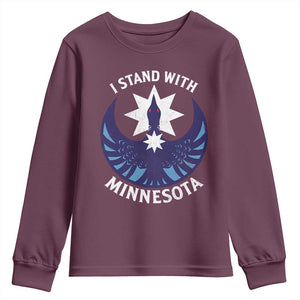 I Stand With Minnesota Youth Sweatshirt Rebel Common Loon Minnesota Protest TS11 Maroon Print Your Wear