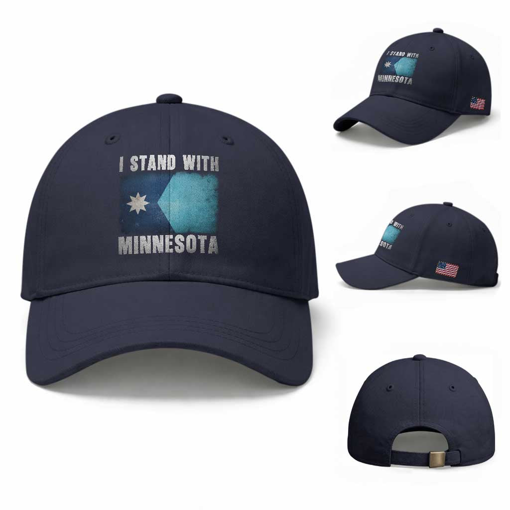 I Stand With Minnesota Baseball Cap MN State Support Political Protest TS11 Baseball Cap Universal Fit Navy Print Your Wear