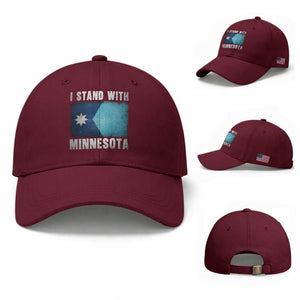 I Stand With Minnesota Baseball Cap MN State Support Political Protest TS11 Baseball Cap Universal Fit Maroon Print Your Wear
