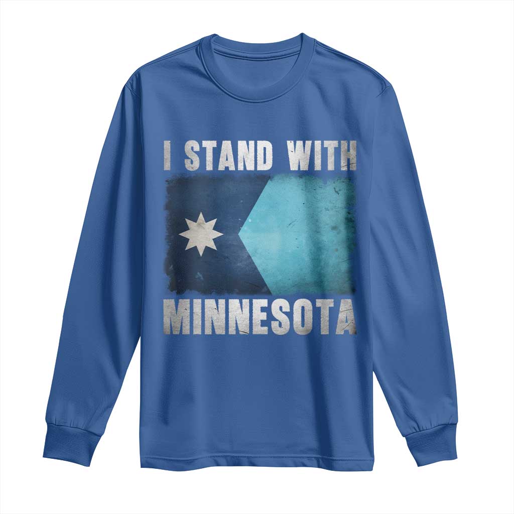 I Stand With Minnesota Long Sleeve Shirt MN State Support Political Protest TS11 Royal Blue Print Your Wear
