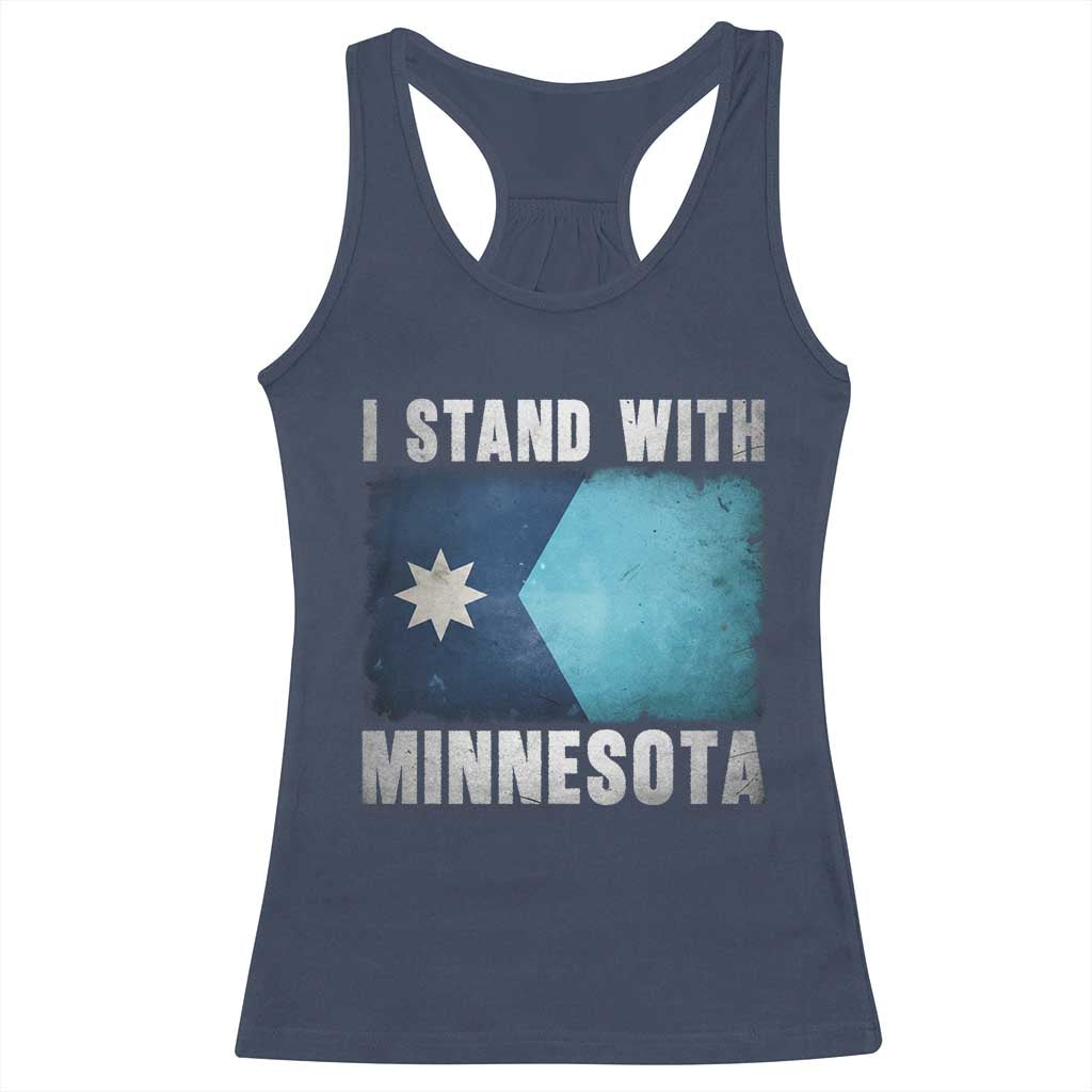 I Stand With Minnesota Racerback Tank Top MN State Support Political Protest TS11 Navy Print Your Wear