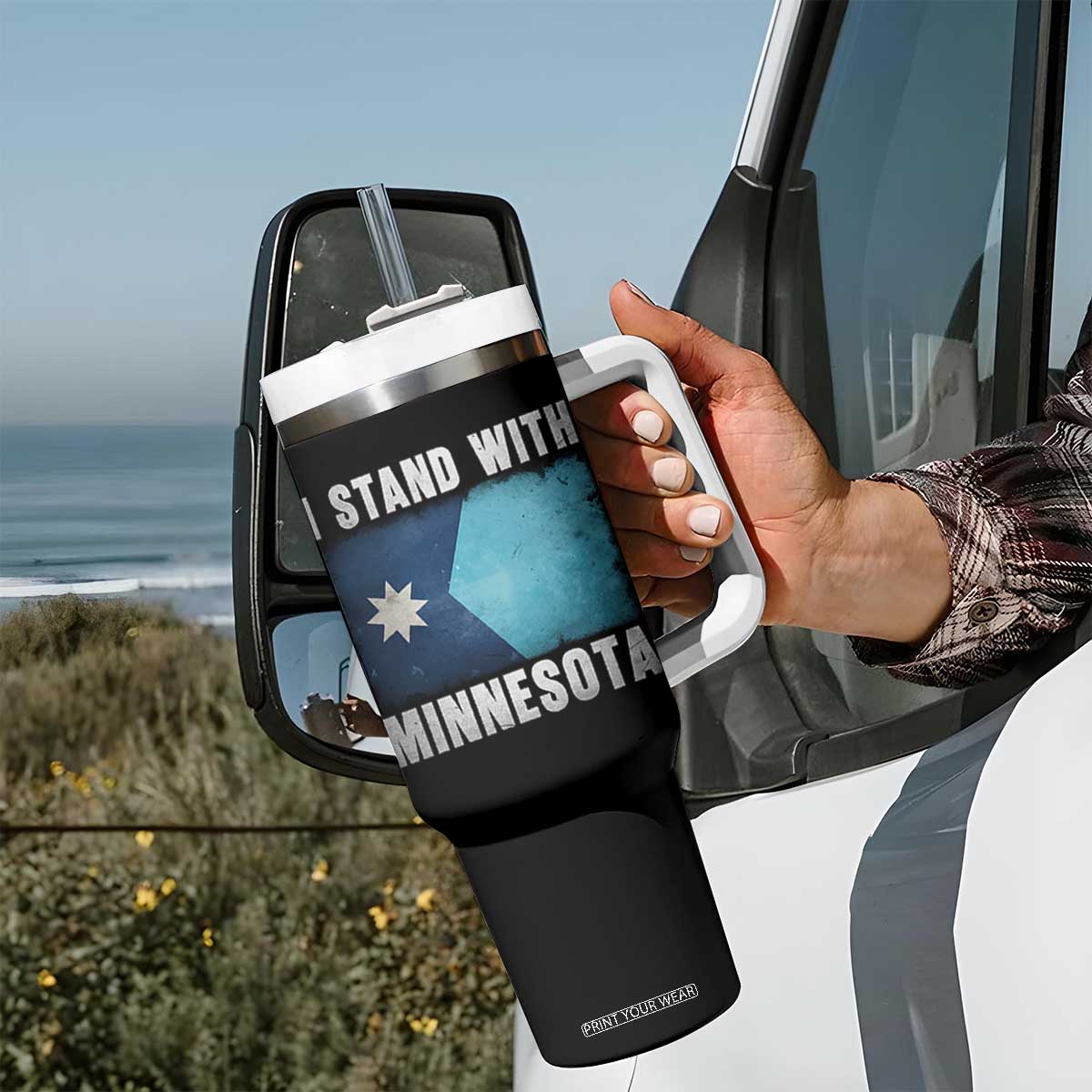 I Stand With Minnesota Tumbler With Handle MN State Support Political Protest TS11 Print Your Wear