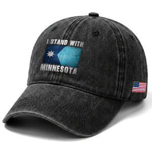I Stand With Minnesota Washed Cotton Baseball Cap MN State Support Political Protest TS11 Print Your Wear