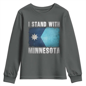 I Stand With Minnesota Youth Sweatshirt MN State Support Political Protest TS11 Dark Heather Print Your Wear