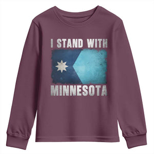 I Stand With Minnesota Youth Sweatshirt MN State Support Political Protest TS11 Maroon Print Your Wear