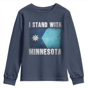 I Stand With Minnesota Youth Sweatshirt MN State Support Political Protest TS11 Navy Print Your Wear