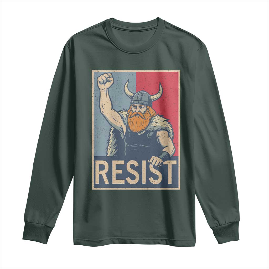 Funny Minneapolis Viking Resist Abolish Ice Protest Long Sleeve Shirt TS11 Dark Forest Green Print Your Wear