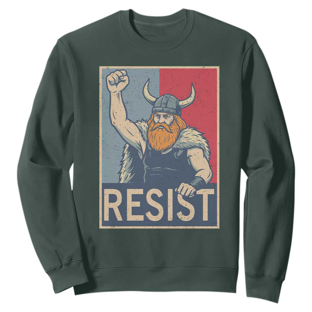 Funny Minneapolis Viking Resist Abolish Ice Protest Sweatshirt TS11 Dark Forest Green Print Your Wear