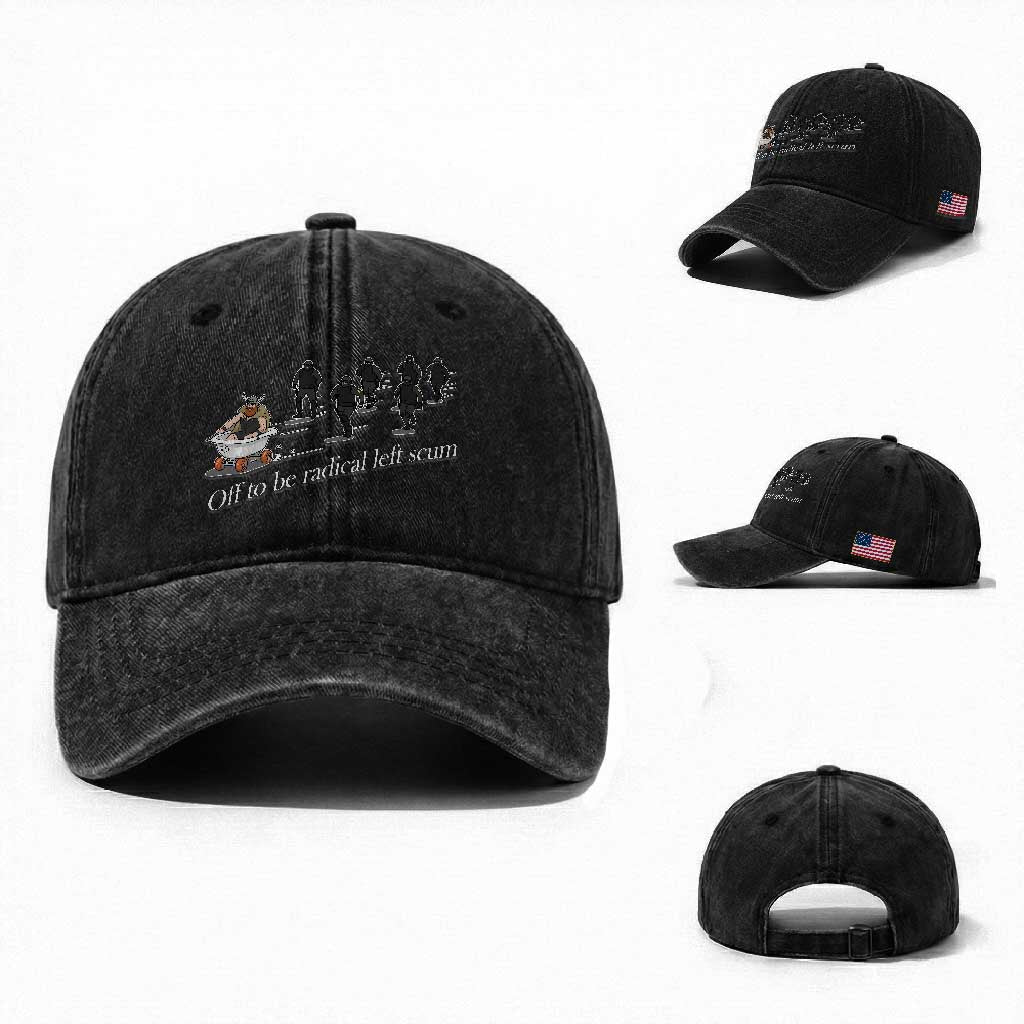 Off To Be Radical Left Scum Washed Cotton Baseball Cap Funny Minneapolis Escape Viking Abolish Ice TS11 Washed Cap Universal Fit Black Print Your Wear