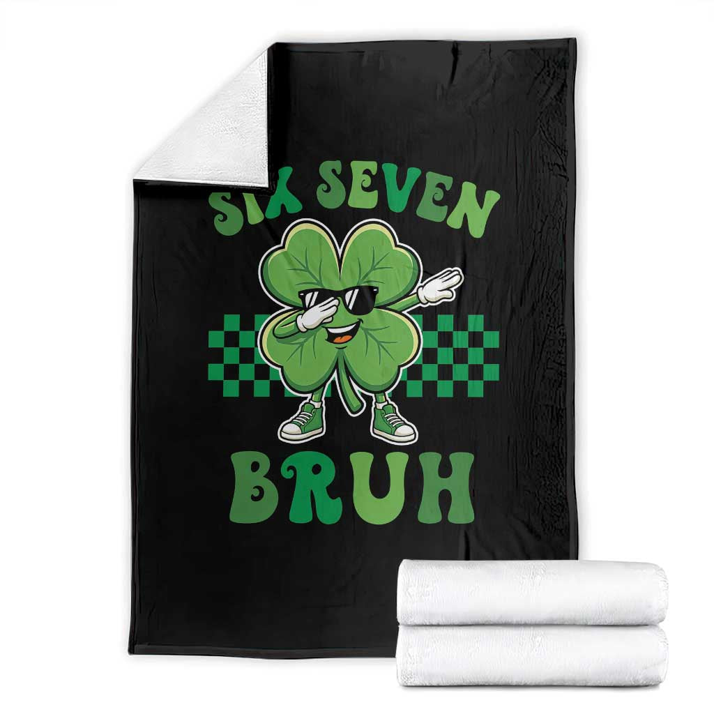 Funny 67 St Patricks Day Throw Blanket Six Seven Bruh Dabbing Shamrock TS11 Black Print Your Wear