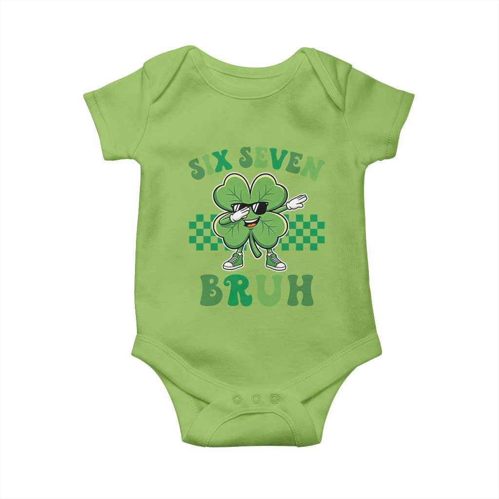 Funny 67 St Patricks Day Baby Onesie Six Seven Bruh Dabbing Shamrock TS11 Lime Print Your Wear
