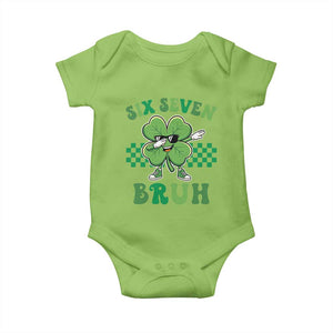Funny 67 St Patricks Day Baby Onesie Six Seven Bruh Dabbing Shamrock TS11 Lime Print Your Wear