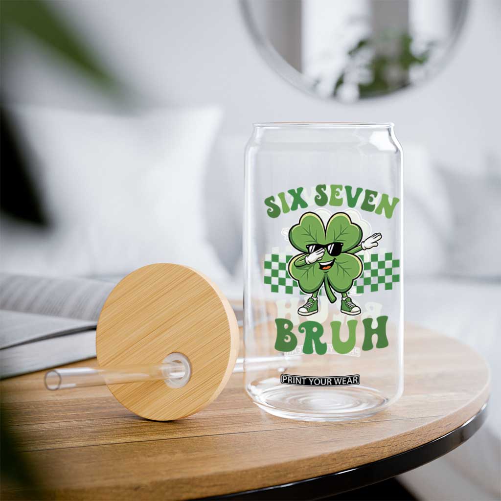 Funny 67 St Patricks Day Glass Can Six Seven Bruh Dabbing Shamrock TS11 Print Your Wear