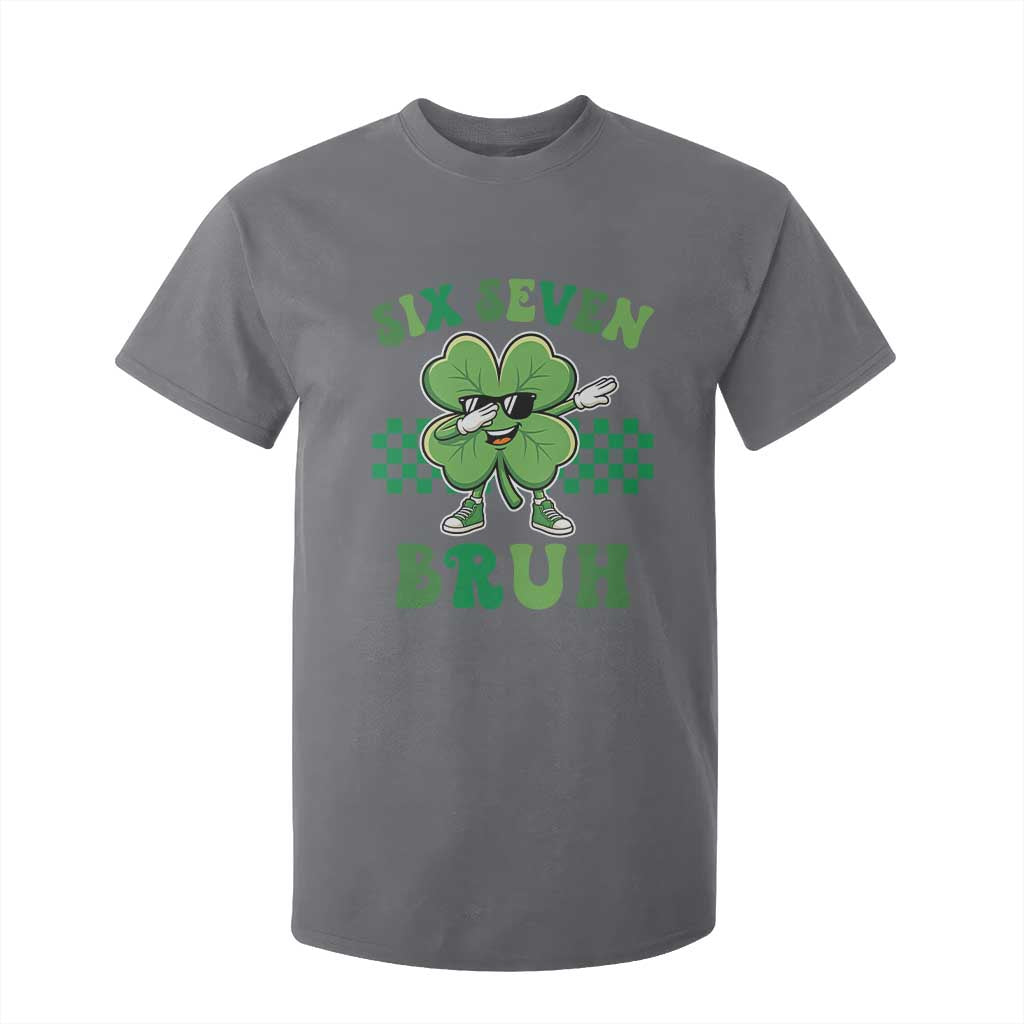 Funny 67 St Patricks Day T Shirt For Kid Six Seven Bruh Dabbing Shamrock TS11 Charcoal Print Your Wear