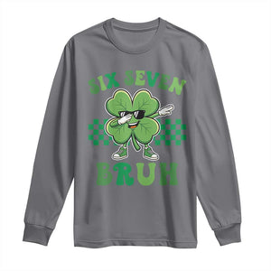 Funny 67 St Patricks Day Long Sleeve Shirt Six Seven Bruh Dabbing Shamrock TS11 Charcoal Print Your Wear