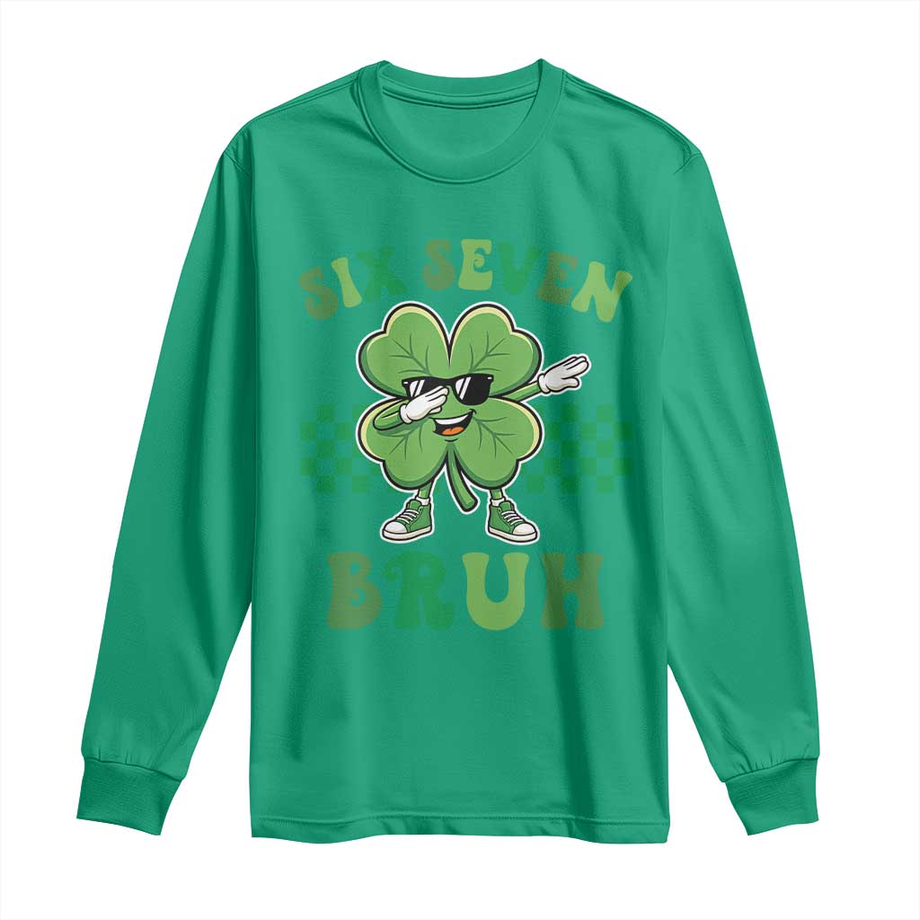 Funny 67 St Patricks Day Long Sleeve Shirt Six Seven Bruh Dabbing Shamrock TS11 Irish Green Print Your Wear