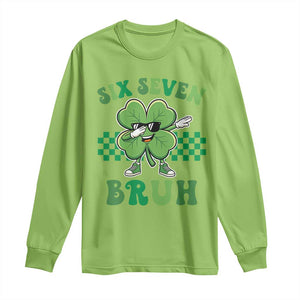 Funny 67 St Patricks Day Long Sleeve Shirt Six Seven Bruh Dabbing Shamrock TS11 Lime Print Your Wear