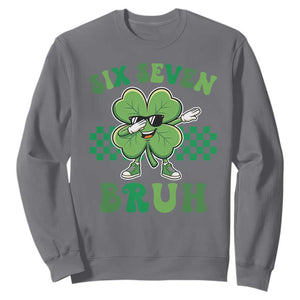 Funny 67 St Patricks Day Sweatshirt Six Seven Bruh Dabbing Shamrock TS11 Charcoal Print Your Wear
