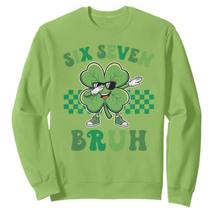 Funny 67 St Patricks Day Sweatshirt Six Seven Bruh Dabbing Shamrock TS11 Lime Print Your Wear