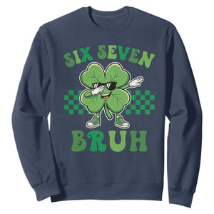Funny 67 St Patricks Day Sweatshirt Six Seven Bruh Dabbing Shamrock TS11 Navy Print Your Wear
