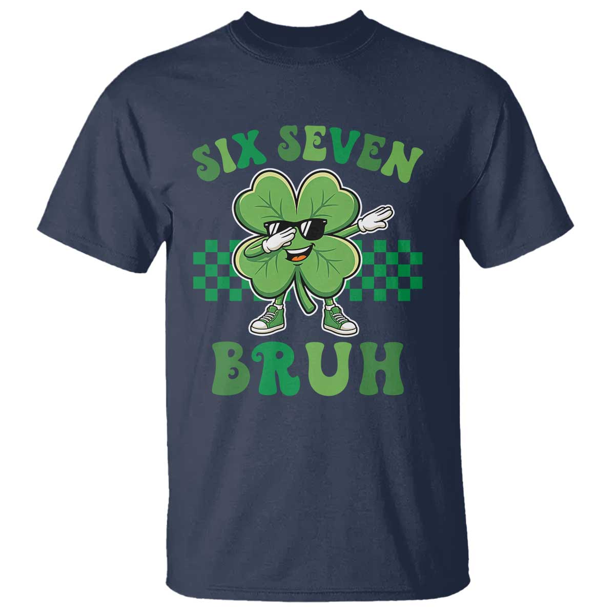 Funny 67 St Patricks Day T Shirt Six Seven Bruh Dabbing Shamrock TS11 Navy Print Your Wear