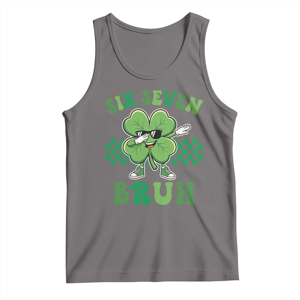 Funny 67 St Patricks Day Tank Top Six Seven Bruh Dabbing Shamrock TS11 Deep Heather Print Your Wear