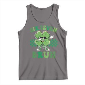 Funny 67 St Patricks Day Tank Top Six Seven Bruh Dabbing Shamrock TS11 Deep Heather Print Your Wear