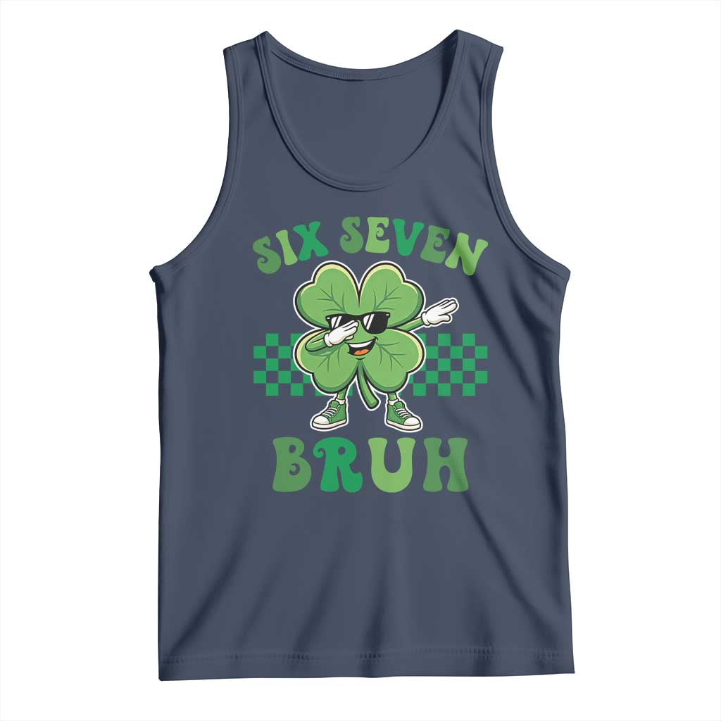Funny 67 St Patricks Day Tank Top Six Seven Bruh Dabbing Shamrock TS11 Navy Print Your Wear