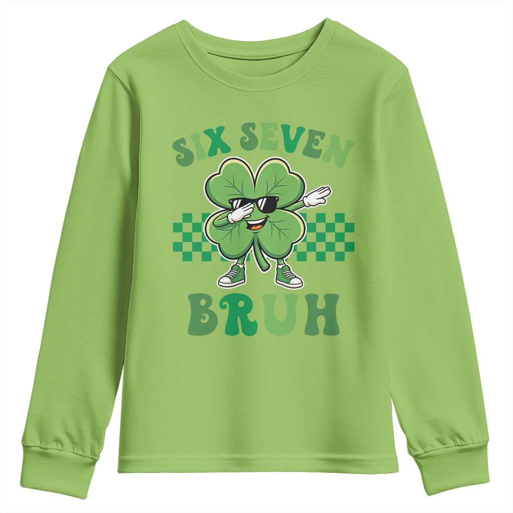 Funny 67 St Patricks Day Youth Sweatshirt Six Seven Bruh Dabbing Shamrock TS11 Lime Print Your Wear