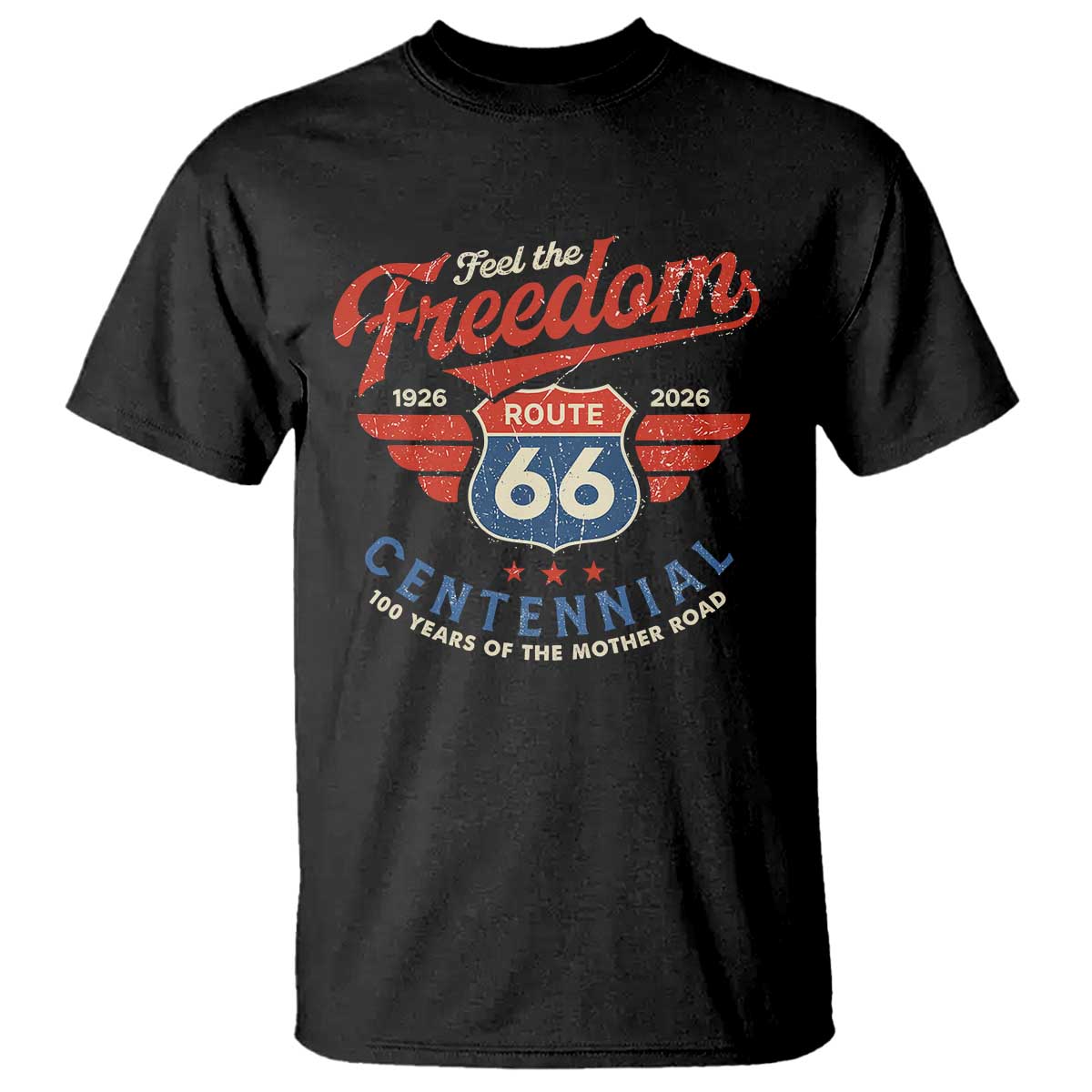 US Route Highway 66 Centennial T Shirt - Feel The Freedom - 100 Years Of The Mother Road TS11 Black Print Your Wear