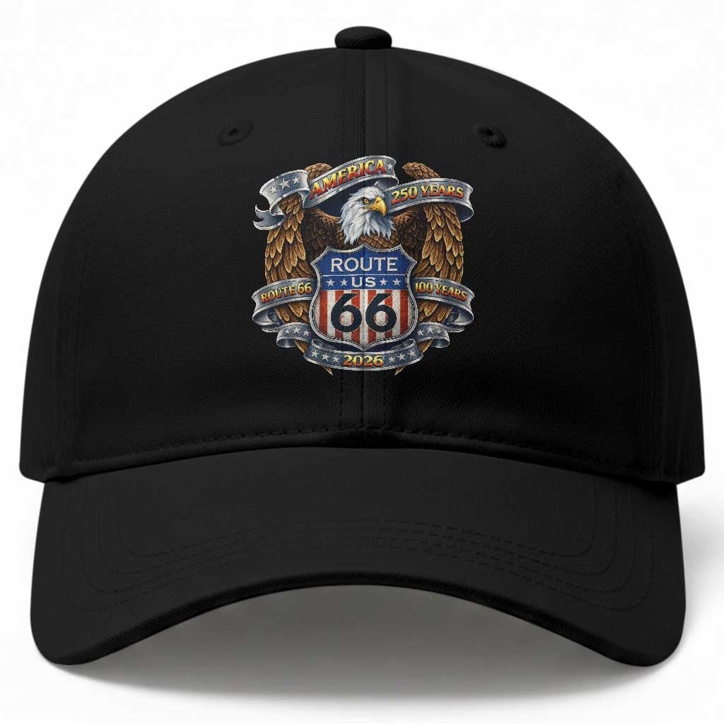 250 Years Of America 100 Years Of Route Highway 66 Baseball Cap Bald Eagle Vintage American Flag TS11 Print Your Wear