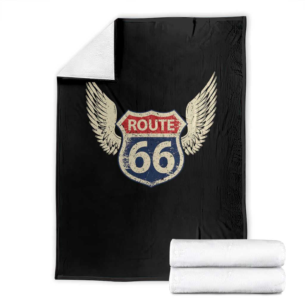 Vintage Route Highway 66 Highway Road Trip Sign Throw Blanket TS11 Black Print Your Wear