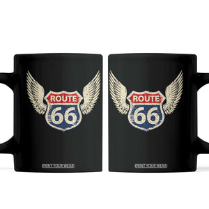 Vintage Route Highway 66 Highway Road Trip Sign Coffee Mug TS11 Black Print Your Wear