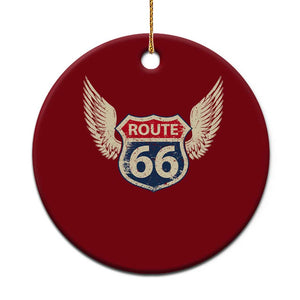 Vintage Route Highway 66 Highway Road Trip Sign Ceramic Ornament TS11 1pc Red Print Your Wear