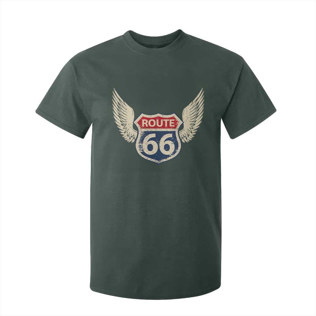 Vintage Route Highway 66 Highway Road Trip Sign T Shirt For Kid TS11 Dark Forest Green Print Your Wear