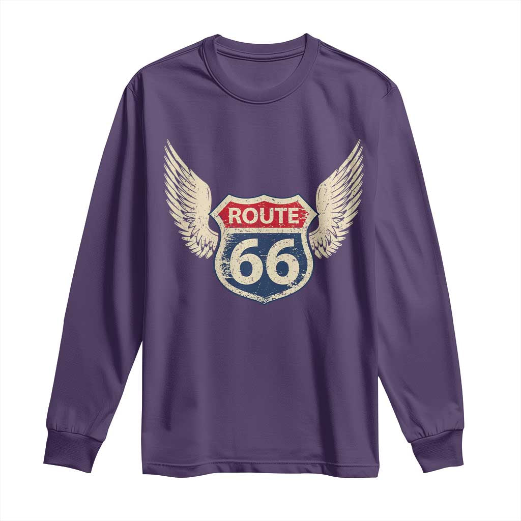 Vintage Route Highway 66 Highway Road Trip Sign Long Sleeve Shirt TS11 Purple Print Your Wear