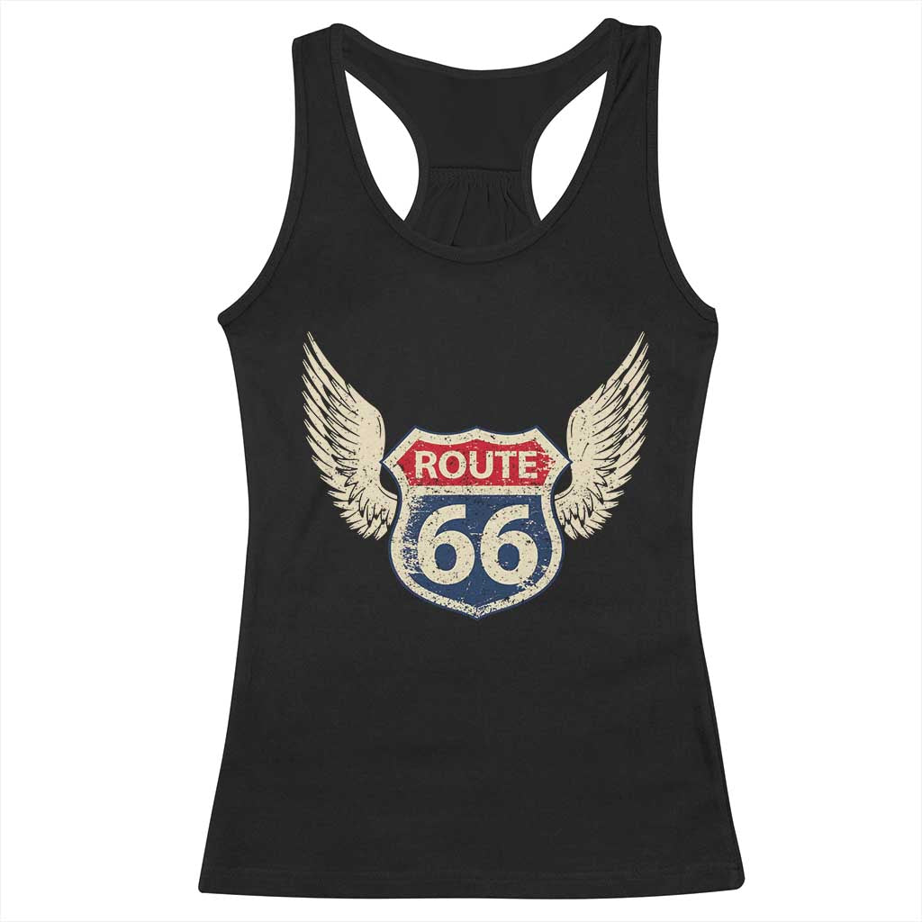 Vintage Route Highway 66 Highway Road Trip Sign Racerback Tank Top TS11 Black Print Your Wear
