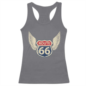 Vintage Route Highway 66 Highway Road Trip Sign Racerback Tank Top TS11 Charcoal Print Your Wear