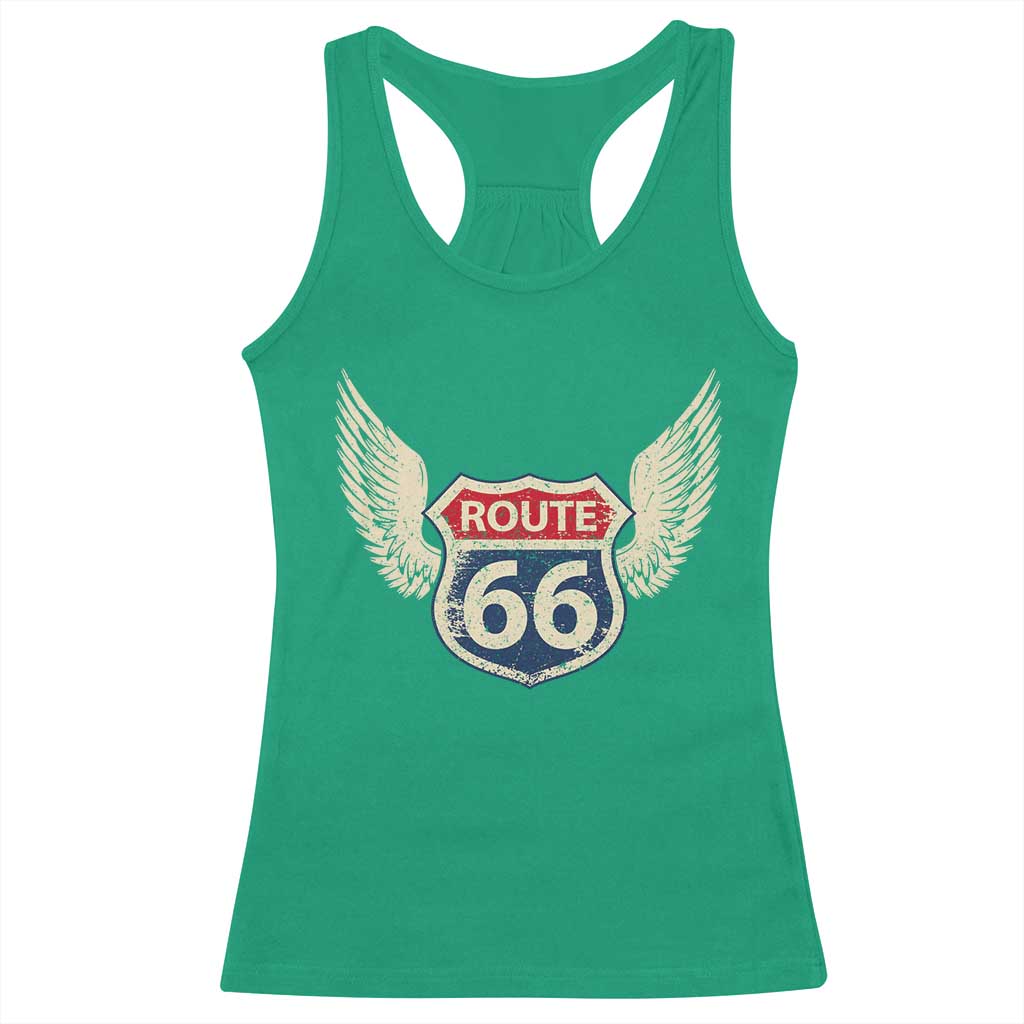 Vintage Route Highway 66 Highway Road Trip Sign Racerback Tank Top TS11 Irish Green Print Your Wear