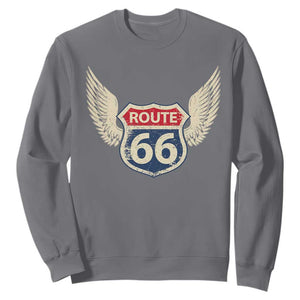 Vintage Route Highway 66 Highway Road Trip Sign Sweatshirt TS11 Charcoal Print Your Wear